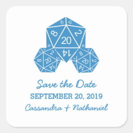 Blue D20サイコロ日付ステッカーの保存 スクエアシール