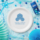 Blue D20サイコロ結婚の紙プレート ペーパープレート (パーティー)
