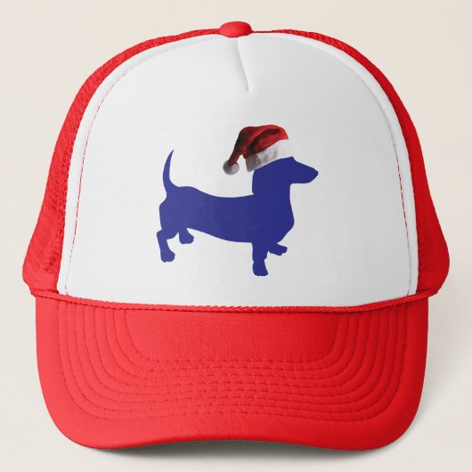 Blue Dachshund wearing a Santa Claus Hat キャップ (正面)