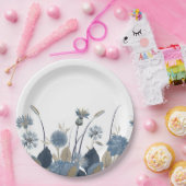 Blue Dahlias Cornflower ペーパープレート (パーティー)