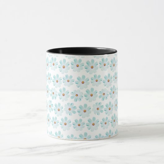 Blue Daisy Floral Pattern Mug マグカップ (中央)