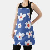 Blue Daisy Floral Pattern Playful Flower Art エプロン (インサイチュ)