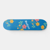 Blue Daisy Vintage Bouquet Pattern Skateboard スケートボード (横)