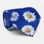 Blue Daisy Watercolor Floral Pattern ネクタイ (ロール)