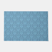 Blue Damask Pattern ドアマット (正面)