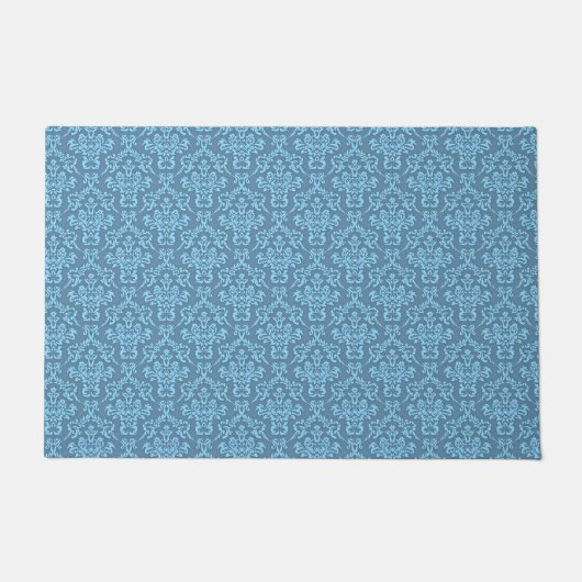 Blue Damask Pattern ドアマット (正面)