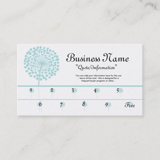 Blue Dandelionロイヤリティカード/頻繁な購入者 ロイヤリティカード (正面)