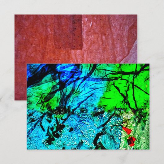 Blue darkness abstract invitation,Abstract blue In 招待状 (正面/裏面)