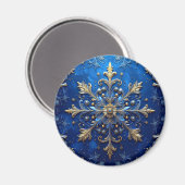 Blue Decorative Christmas Holiday Magnet マグネット (正面/裏面)