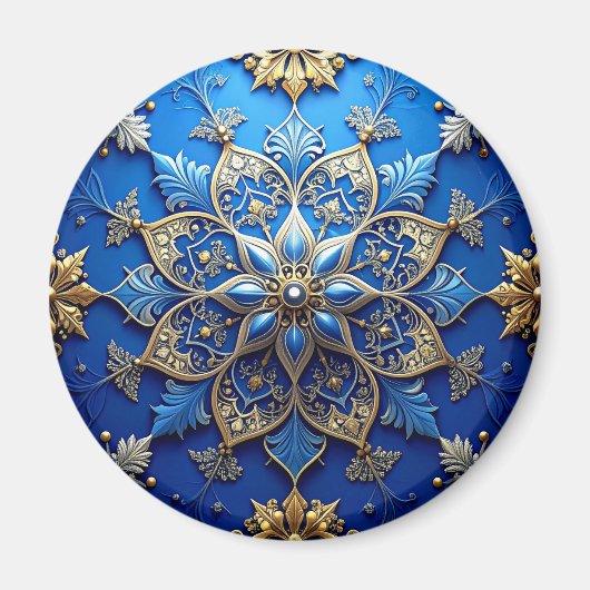 Blue Decorative Christmas Holiday Magnet マグネット (正面)