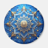 Blue Decorative Christmas Holiday Magnet マグネット (正面)