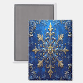 Blue Decorative Christmas Holiday Magnet マグネット (正面/裏面)