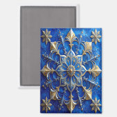 Blue Decorative Christmas Holiday Magnet マグネット (正面/裏面)