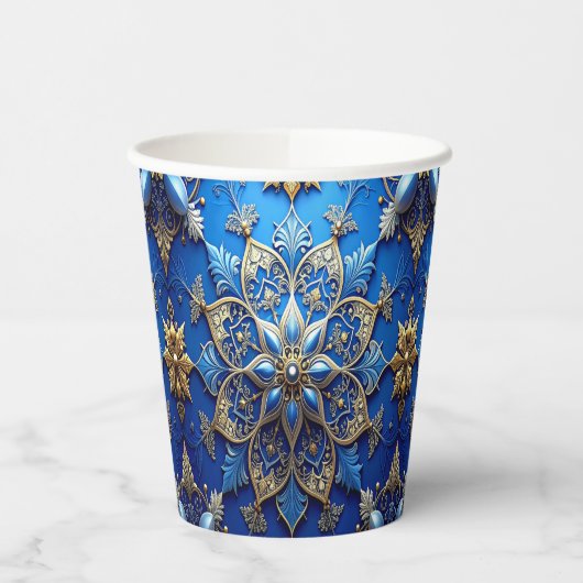 Blue Decorative Christmas Holiday Paper Cups 紙コップ (左)