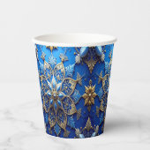 Blue Decorative Christmas Holiday Paper Cups 紙コップ (正面)