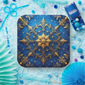 Blue Decorative Christmas Holiday Paper Plate ペーパープレート (パーティー)