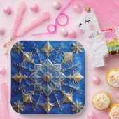 Blue Decorative Christmas Holiday Paper Plate ペーパープレート (パーティー)
