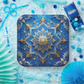 Blue Decorative Christmas Holiday Paper Plate ペーパープレート (パーティー)