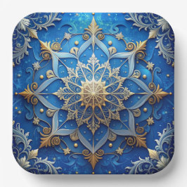 Blue Decorative Christmas Holiday Paper Plate ペーパープレート