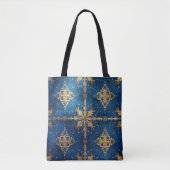 Blue Decorative Christmas Holiday Tote Bag トートバッグ (正面)