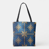 Blue Decorative Christmas Holiday Tote Bag トートバッグ (裏面)