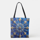Blue Decorative Christmas Holiday Tote Bag トートバッグ (裏面)