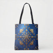 Blue Decorative Christmas Holiday Tote Bag トートバッグ (正面)