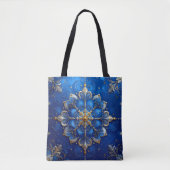 Blue Decorative Christmas Holiday Tote Bag トートバッグ (正面)