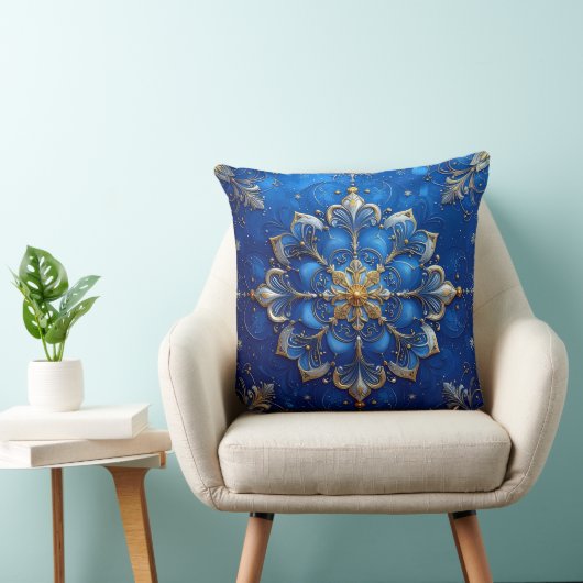 Blue Decorative Christmas Throw Pillow クッション (椅子)