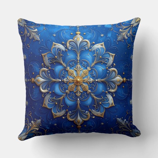 Blue Decorative Christmas Throw Pillow クッション (裏面)