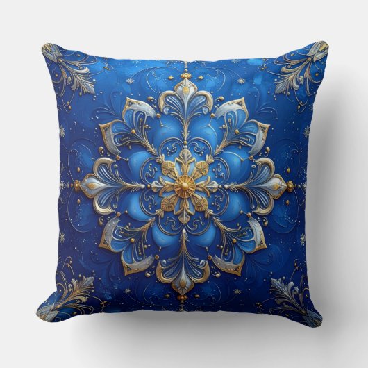 Blue Decorative Christmas Throw Pillow クッション (正面)