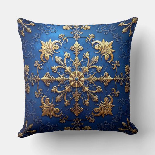 Blue Decorative Christmas Throw Pillow クッション (裏面)
