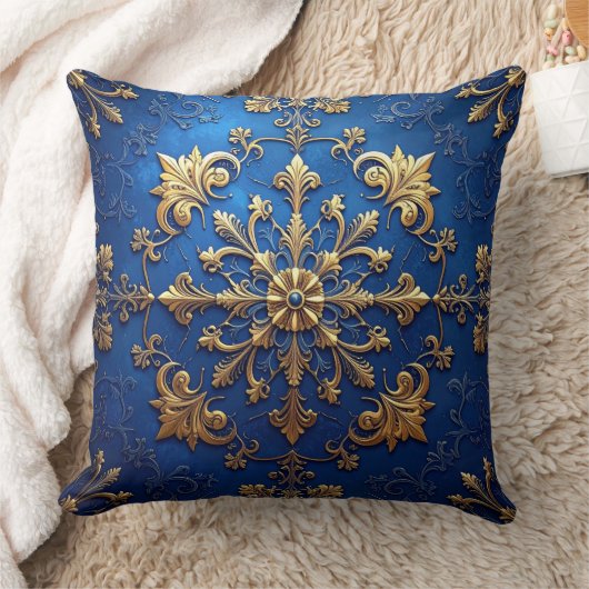Blue Decorative Christmas Throw Pillow クッション (ブランケット)