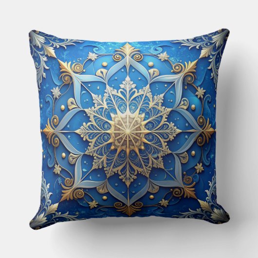 Blue Decorative Christmas Throw Pillow クッション (裏面)