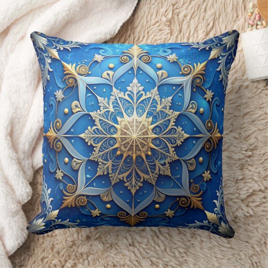 Blue Decorative Christmas Throw Pillow クッション (ブランケット)