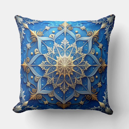 Blue Decorative Christmas Throw Pillow クッション (正面)