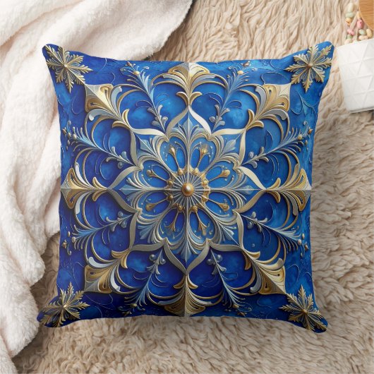 Blue Decorative Christmas Throw Pillow クッション (ブランケット)
