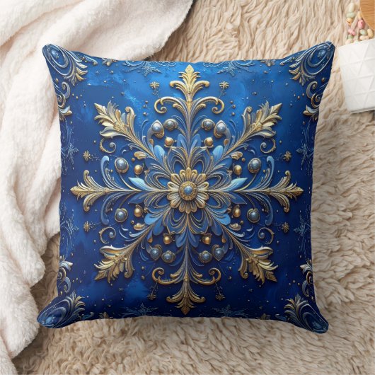 Blue Decorative Christmas Throw Pillow クッション (ブランケット)