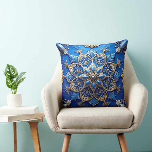 Blue Decorative Christmas Throw Pillow クッション (椅子)