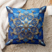 Blue Decorative Christmas Throw Pillow クッション (ブランケット)