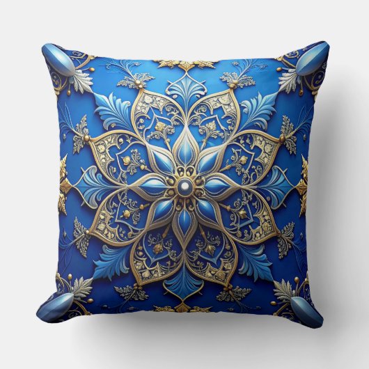 Blue Decorative Christmas Throw Pillow クッション (正面)