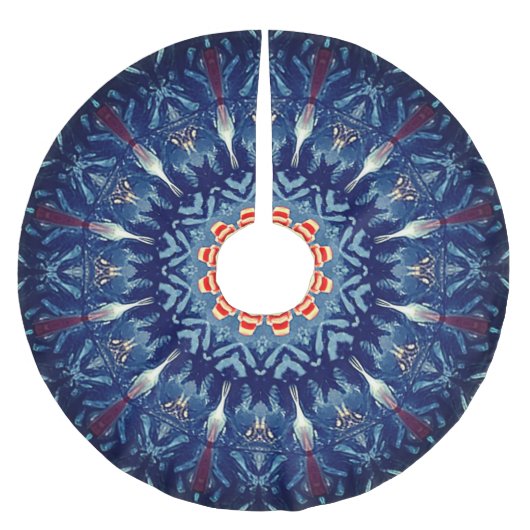 Blue Decorative Christmas Tree Skirt ブラッシュドポリエステルツリースカート (正面)