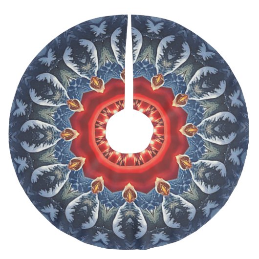 Blue Decorative Christmas Tree Skirt ブラッシュドポリエステルツリースカート (正面)