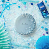 Blue Decorative Floral ペーパーボウル (パーティー)