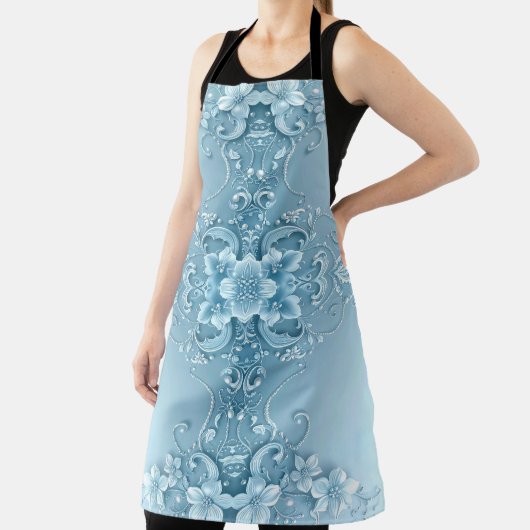Blue Decorative Floral Apron エプロン (インサイチュ)