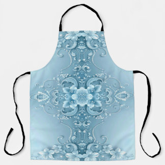 Blue Decorative Floral Apron エプロン