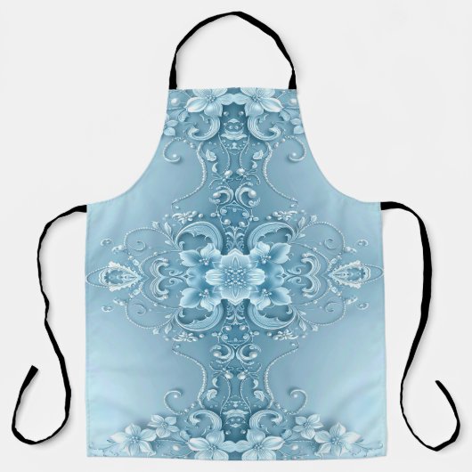 Blue Decorative Floral Apron エプロン (正面)
