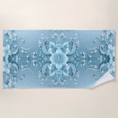 Blue Decorative Floral Beach Towel ビーチタオル (正面)