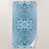 Blue Decorative Floral Beach Towel ビーチタオル (正面)