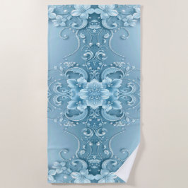 Blue Decorative Floral Beach Towel ビーチタオル